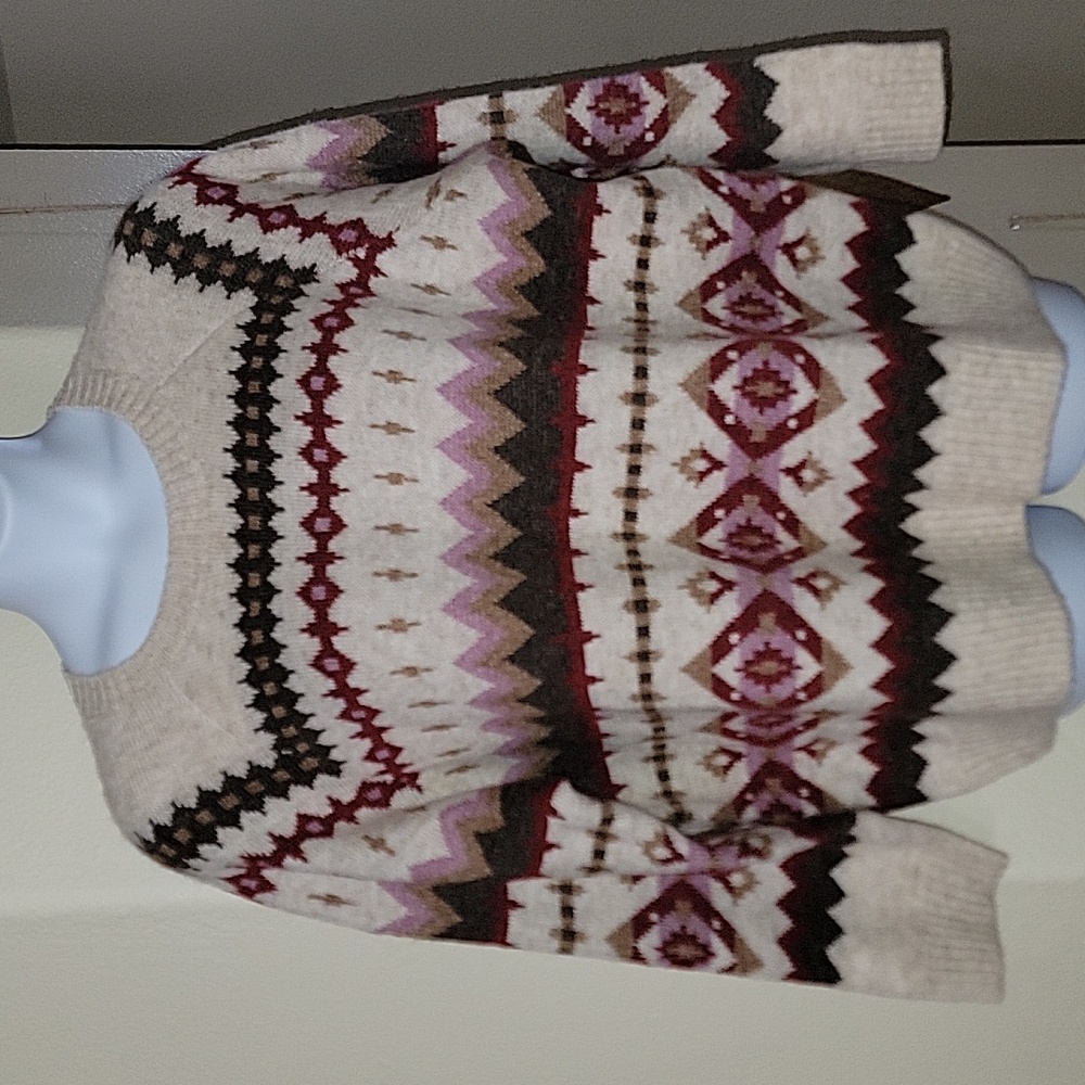 OLD NAVY Wool Blend Western Flare Sweater Beige Brown Lavender Burgundy XXL NWT